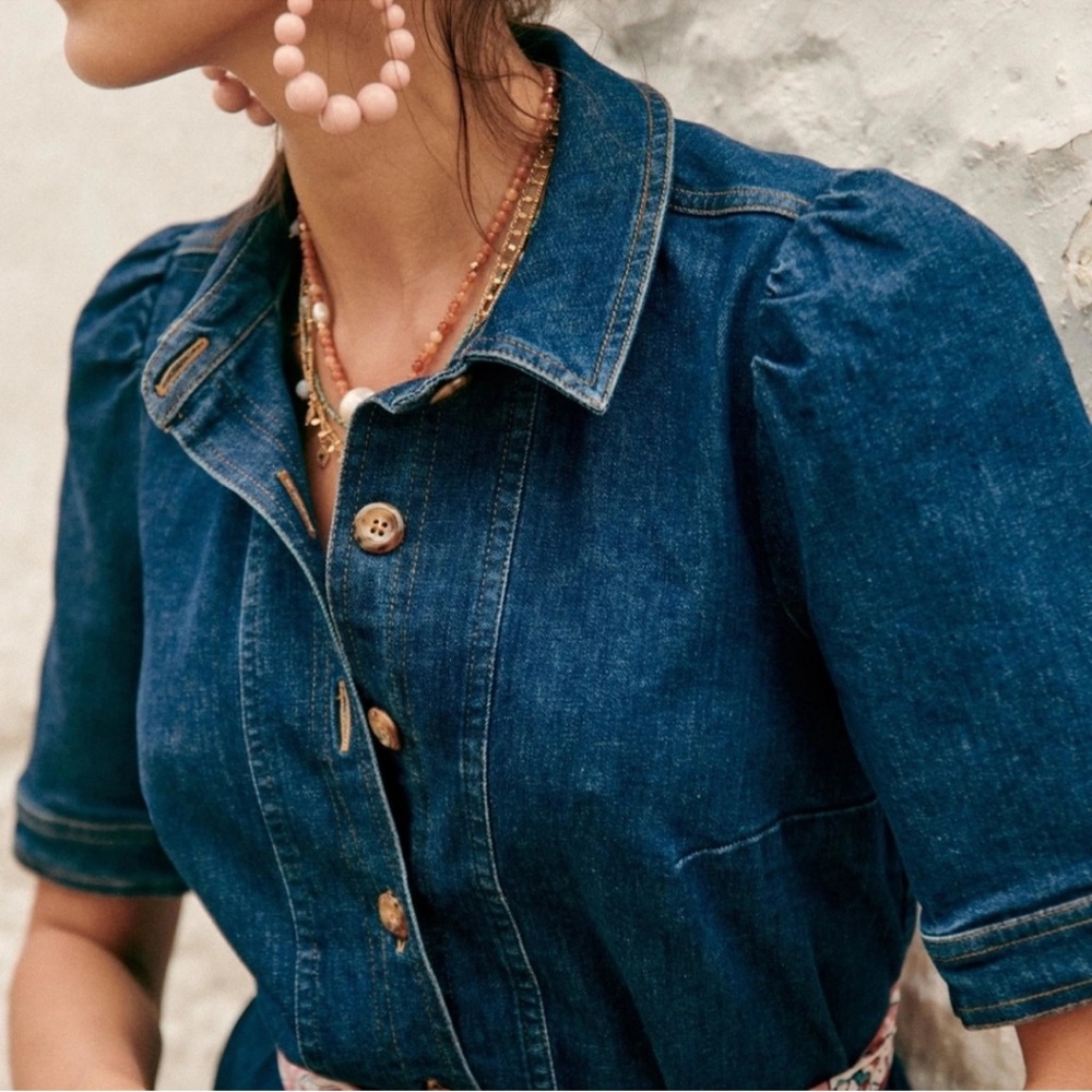 SÉZANE Almette Dress| Blue Denim - Picture 3 of 7